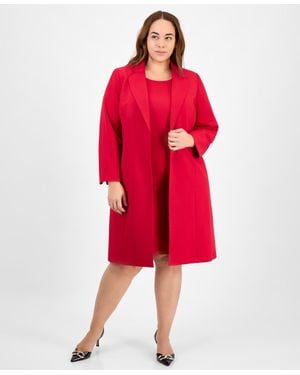 Le Suit Plus Size Sleeveless Sheath Dress Suit Set - Red