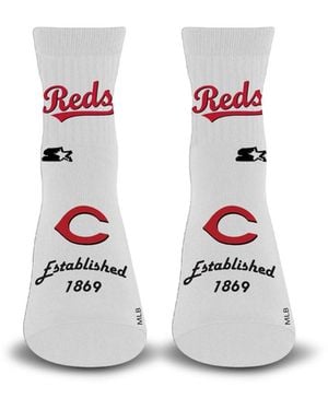 Starter And Cincinnati Reds Established Stencil Quarter Socks - White