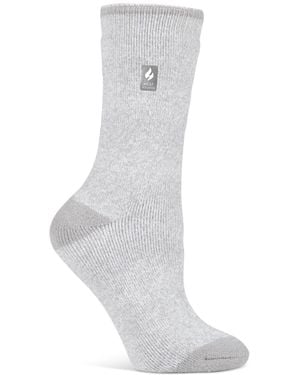 Heat Holders Lite Viola Twist Crew Socks - White