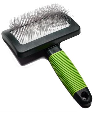 Aronkl Dog Slicker Brush Extra Long Pins Grooming Shedding Tangles Loose Hair For Medium Long Hair Dogs Cats - Green