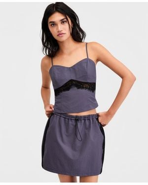 BarIII Lace-trim Cropped Top - Purple