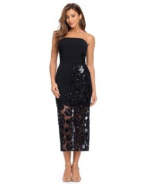 Xscape Strapless Lace Midi Dress - Black