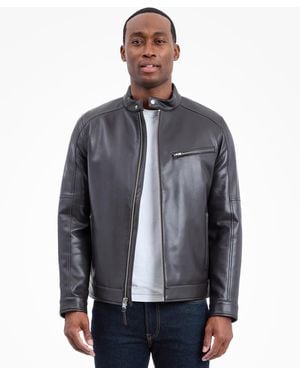 Michael Kors Faux Leather Moto Jacket - Gray
