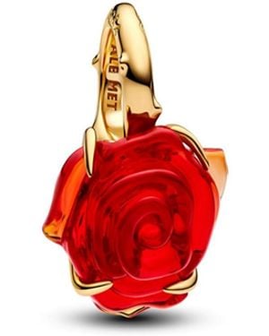 PANDORA Disney Beauty And The Beast Enchanted Rose Dangle Charms - Red