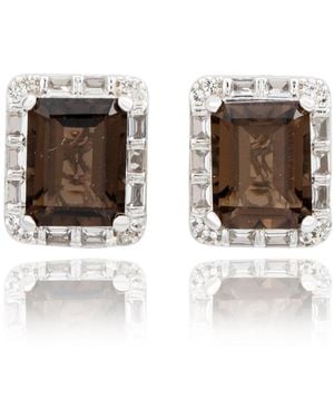 SUZY LEVIAN NEW YORK Suzy Levian Sterling Silver Emerald Cut Topaz And White Topaz Stud Earrings - Multicolor