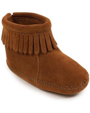 Minnetonka Baby Suede Back Flap Booties - Brown