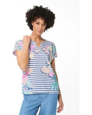 Olsen Stripe And Floral T-shirt - White