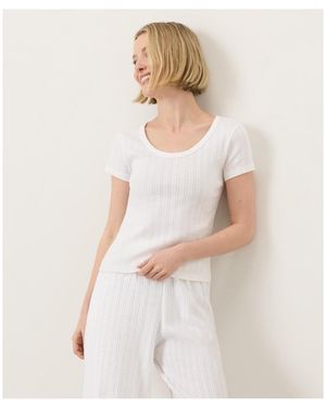 Pact Organic Cotton Pointelle Scoop Neck Tee - White
