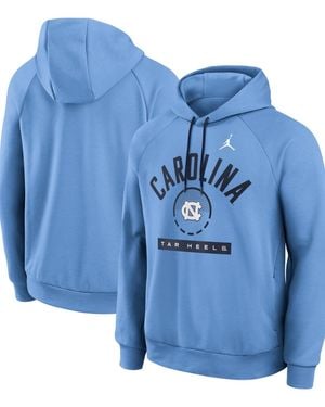Nike North Carolina Tar Heels Courtside Practice Dri-fit Raglan Fleece Hoodie - Blue