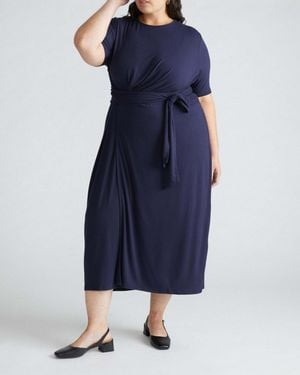 UNIVERSAL STANDARD Plus Size Delilah Liquid Jersey Dress - Blue