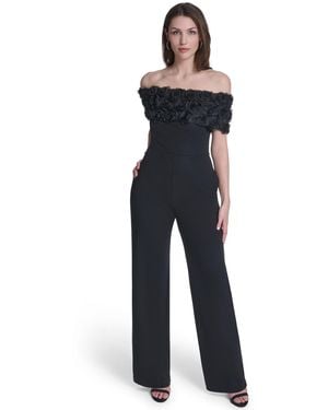 Eliza J Off The Shoulder Short Sleeve Jumpsuit - Blue