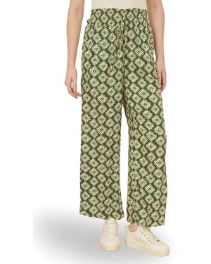Yumi' Geo Print Relaxed Fit Pants - Green