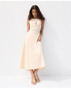 Mango A-line Linen Dress - Natural