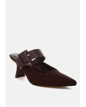 LONDON RAG Onagra Microfiber Pointy Slip-on Mules - Brown