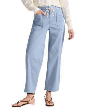 Lands' End Herringbone Chino High Rise Relaxed Straight Drawstring Ankle Pants - Blue