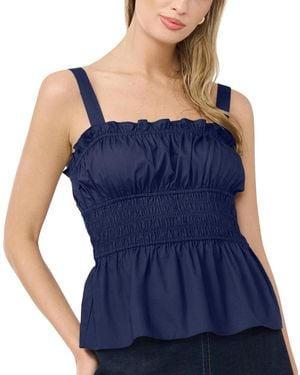 Vince Camuto Shirred Strappy Tank Top - Blue