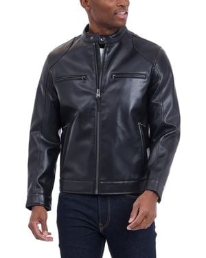 Michael Kors Faux Leather Moto Jacket - Blue