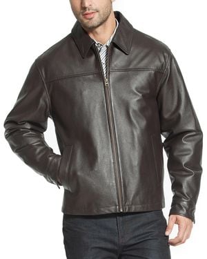 BGSD Men Greg Open Bottom Zip Front Leather Jacket - Gray