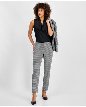 Kasper Houndstooth Print Mid Rise Straight-leg Pants - Multicolor