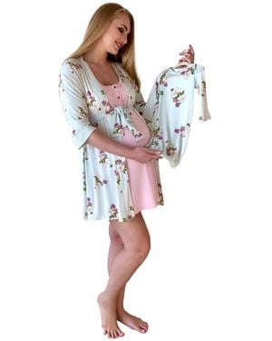 Everly Grey Maternity Carolyn Maternity/nursing Mom And Baby 4-pc. Set - Multicolor