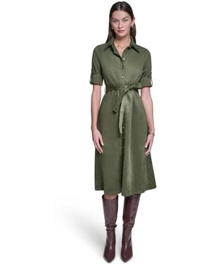 Halston Belted Midi Dress - Green