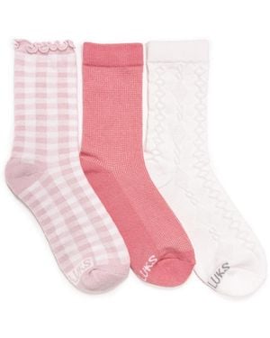 Muk Luks Dream Step Crew Socks - Pink