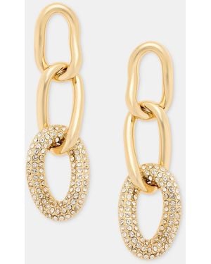 DKNY Pave Link Linear Drop Earrings - Metallic