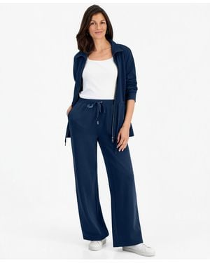 Style & Co. Petite Pull-on Drawstring Wide-leg Pants - Blue