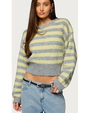 Edikted Penelope Fuzzy Striped Sweater - Gray