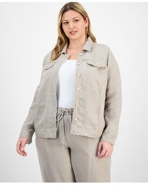Charter Club Plus Size 100% Linen Jacket - White