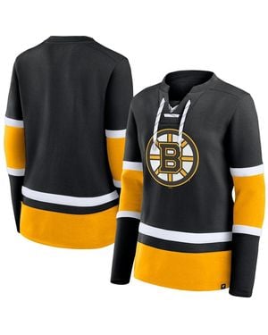 Fanatics Black Boston Bruins Prime Time Lace-up Long Sleeve T-shirt - Orange