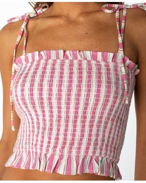 Roxy Avalon Tube Ruffle Cropped Top - Pink