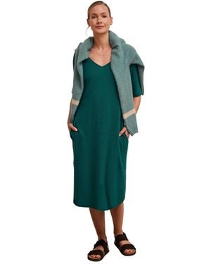 Celtic & Co. Linen Blend V-neck Midi Dress - Green