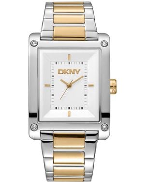DKNY Westside Maxi White Dial Gold Two-tone Stainless Steel Bracelet Watch 31x41mm - Gray