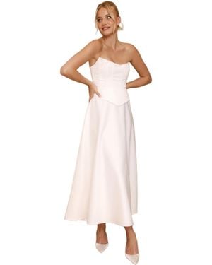 Six Stories Bandeau Satin Corset Dress - Natural
