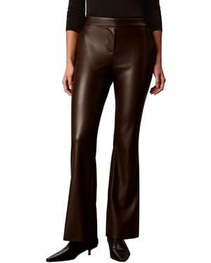 Calvin Klein Diagonal Pocket Boot Leg High-waisted Faux Leather Pants - Brown