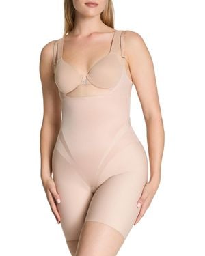 Spanx Ultra-sculpt Open-bust Mid-thigh Bodysuit Shapewear 10560r - Natural