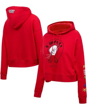 FREEZE MAX Looney Tunes Tweety Bird Cropped Pullover Hoodie - Red