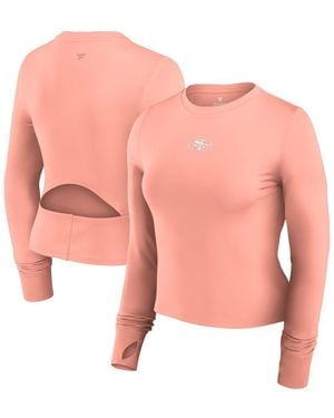 Fanatics San Francisco 49ers Studio Fitted Long Sleeve Gym Top - Pink
