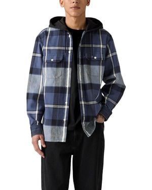 Levi's Relaxed Fit Hooded Long Sleeve Button-front Overshirt - Blue