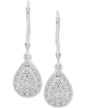 Macy's Diamond Teardrop Cluster Drop Earrings (1/4 Ct. T.w. - White