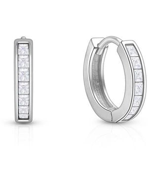 Tiny Blessings Channel Cut Cz 11mm huggie Hoops Earrings - White