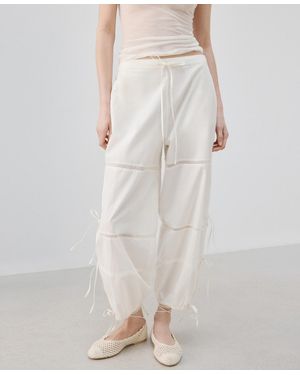 Mango Bows baggy Cotton Pants - Natural