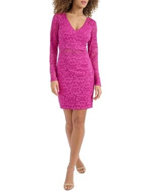 Siena Jewelry Lace Long-sleeve Open-back Dress - Pink