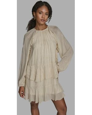 BCBGMAXAZRIA Long Sleeve Shift Dress - Natural