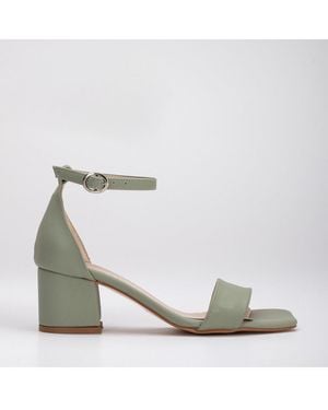 Forever & Always Shoes Iva Low Block Heel Sandals - White