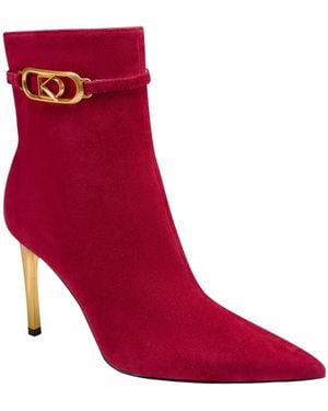 Donna Karan Poppy Stiletto Heeled Booties - Red