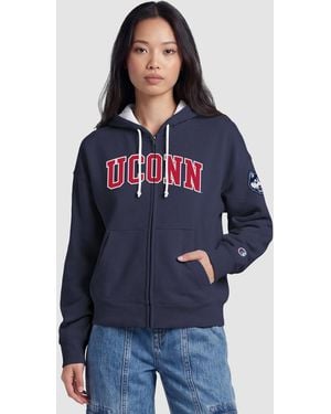 Champion Navy Uconn Huskies Arch Full-zip Fleece Hoodie - Blue