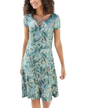 Lascana Lace Up Detail Dress - Blue