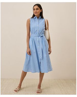 Pact Organic Cotton Sunset Lightweight Cotton Sleeveless Shirtdress - Blue